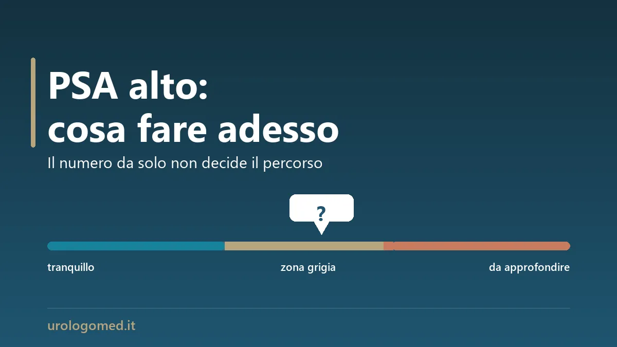 Scala del valore del PSA con la zona grigia e il percorso dopo un risultato alto
